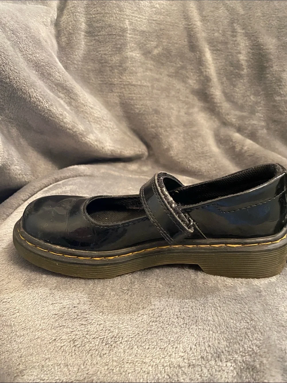 Dr. Martens Black Patent Mary Jane Kids Shoes with Strap